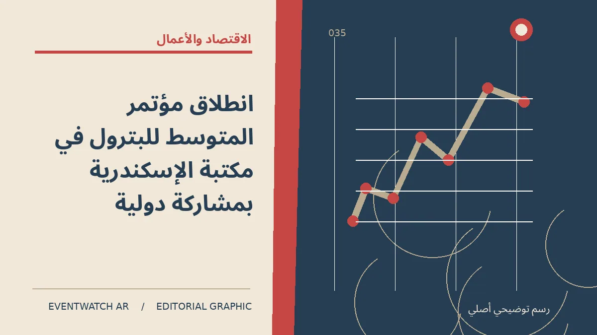 رسم تحريري توضيحي عن انطلاق مؤتمر المتوسط للبترول في مكتبة الإسكندرية بمشاركة دولية