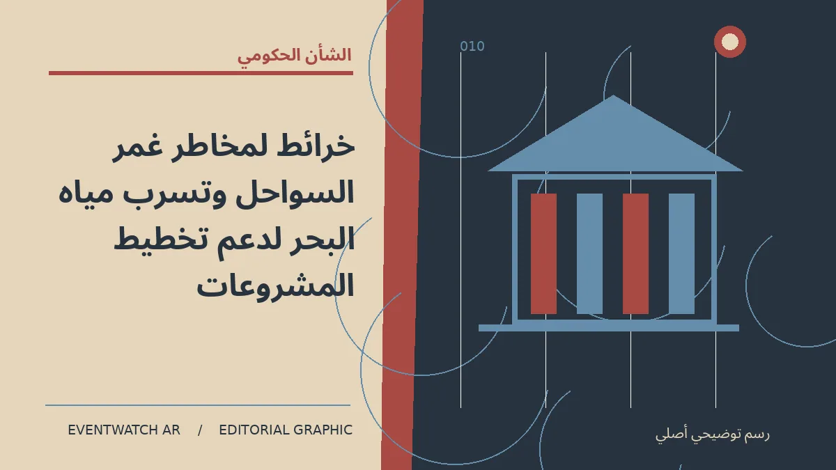 رسم تحريري توضيحي عن خرائط لمخاطر غمر السواحل وتسرب مياه البحر لدعم تخطيط المشروعات