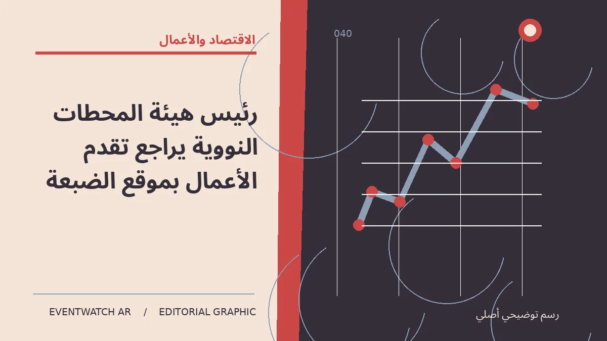 رسم تحريري توضيحي عن رئيس هيئة المحطات النووية يراجع تقدم الأعمال بموقع الضبعة