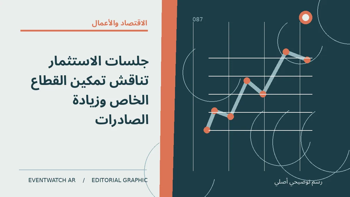 رسم تحريري توضيحي عن جلسات الاستثمار تناقش تمكين القطاع الخاص وزيادة الصادرات