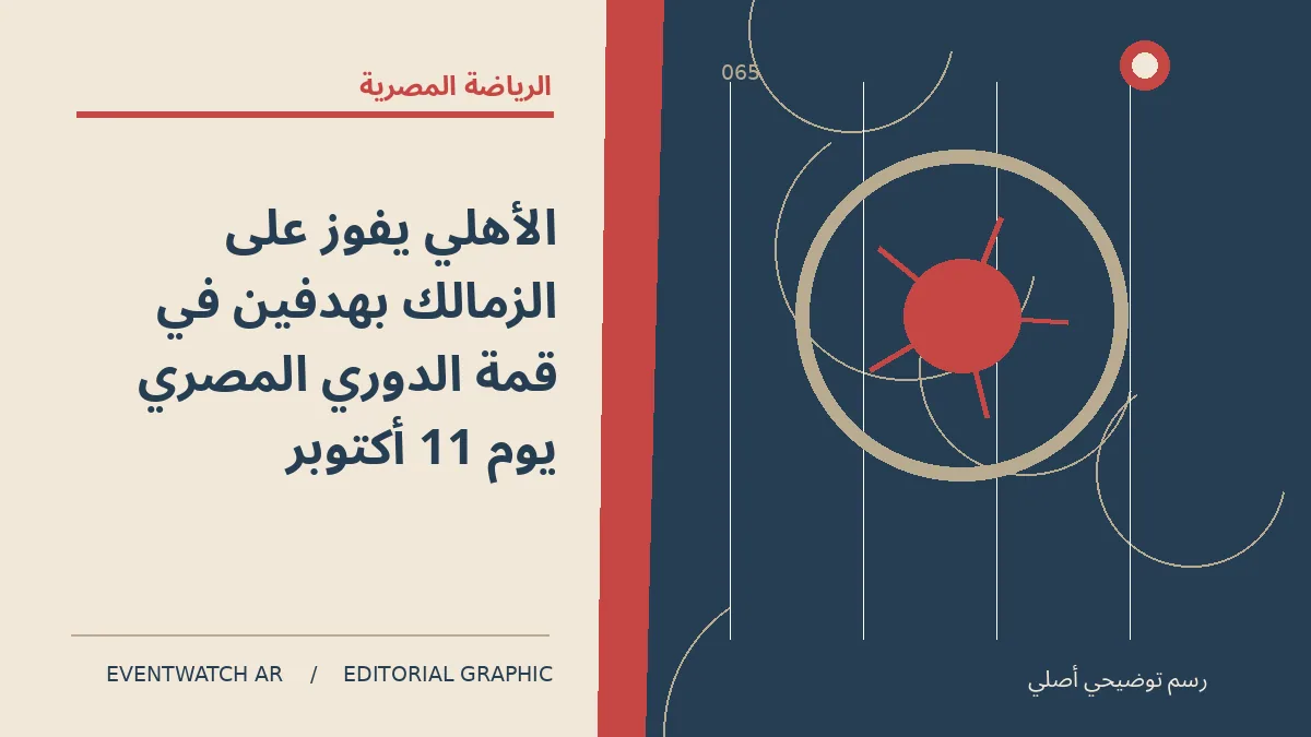 رسم تحريري توضيحي عن الأهلي يفوز على الزمالك بهدفين في قمة الدوري المصري يوم 11 أكتوبر