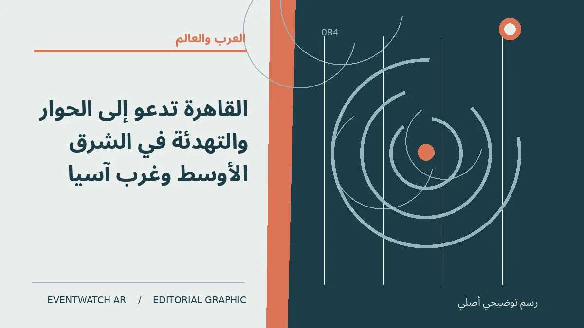 رسم تحريري توضيحي عن القاهرة تدعو إلى الحوار والتهدئة في الشرق الأوسط وغرب آسيا