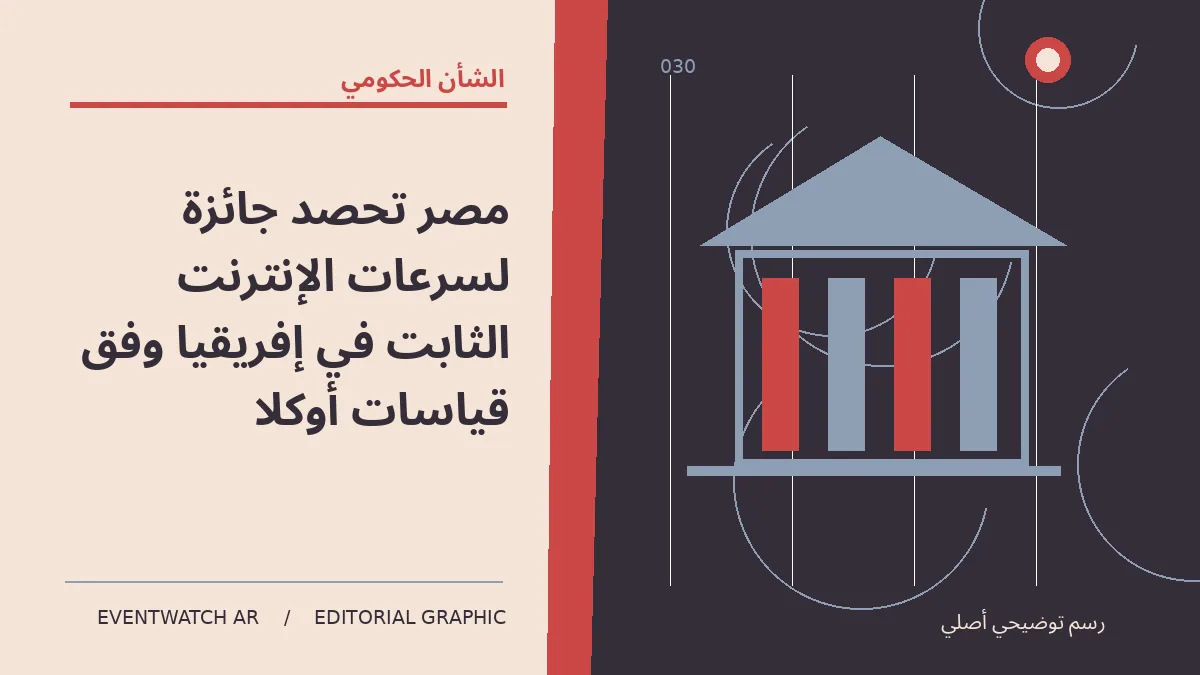 رسم تحريري توضيحي عن مصر تحصد جائزة لسرعات الإنترنت الثابت في إفريقيا وفق قياسات أوكلا