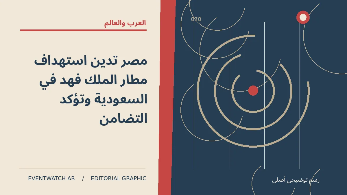 رسم تحريري توضيحي عن مصر تدين استهداف مطار الملك فهد في السعودية وتؤكد التضامن