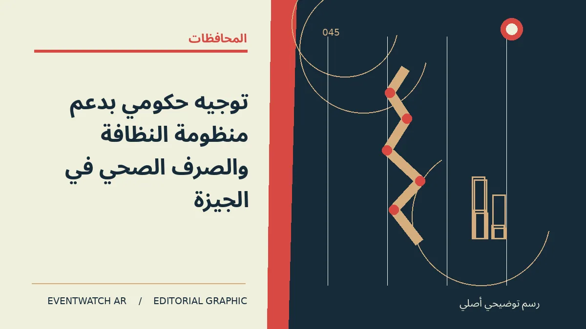 رسم تحريري توضيحي عن توجيه حكومي بدعم منظومة النظافة والصرف الصحي في الجيزة
