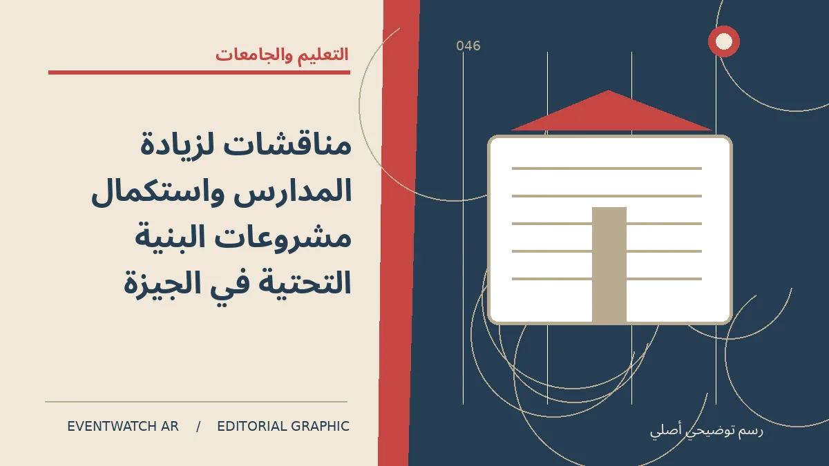 رسم تحريري توضيحي عن مناقشات لزيادة المدارس واستكمال مشروعات البنية التحتية في الجيزة