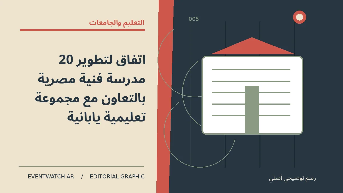 رسم تحريري توضيحي عن اتفاق لتطوير 20 مدرسة فنية مصرية بالتعاون مع مجموعة تعليمية يابانية