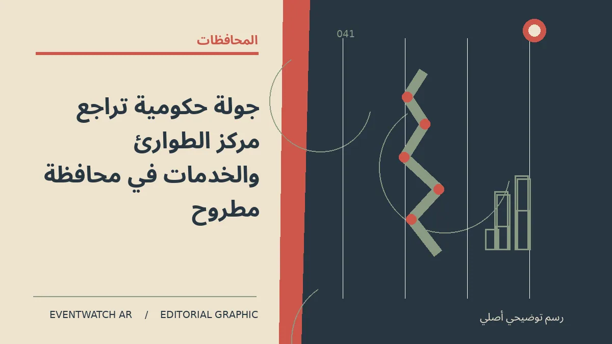 رسم تحريري توضيحي عن جولة حكومية تراجع مركز الطوارئ والخدمات في محافظة مطروح