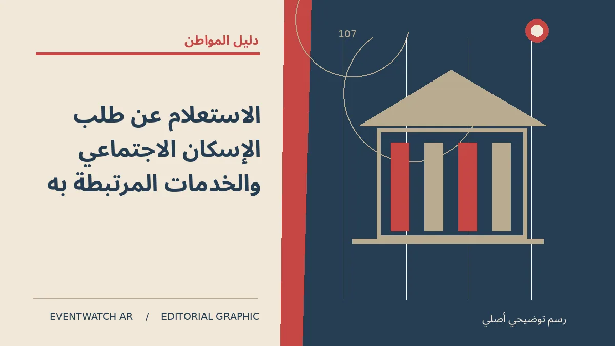 رسم تحريري توضيحي عن الاستعلام عن طلب الإسكان الاجتماعي والخدمات المرتبطة به