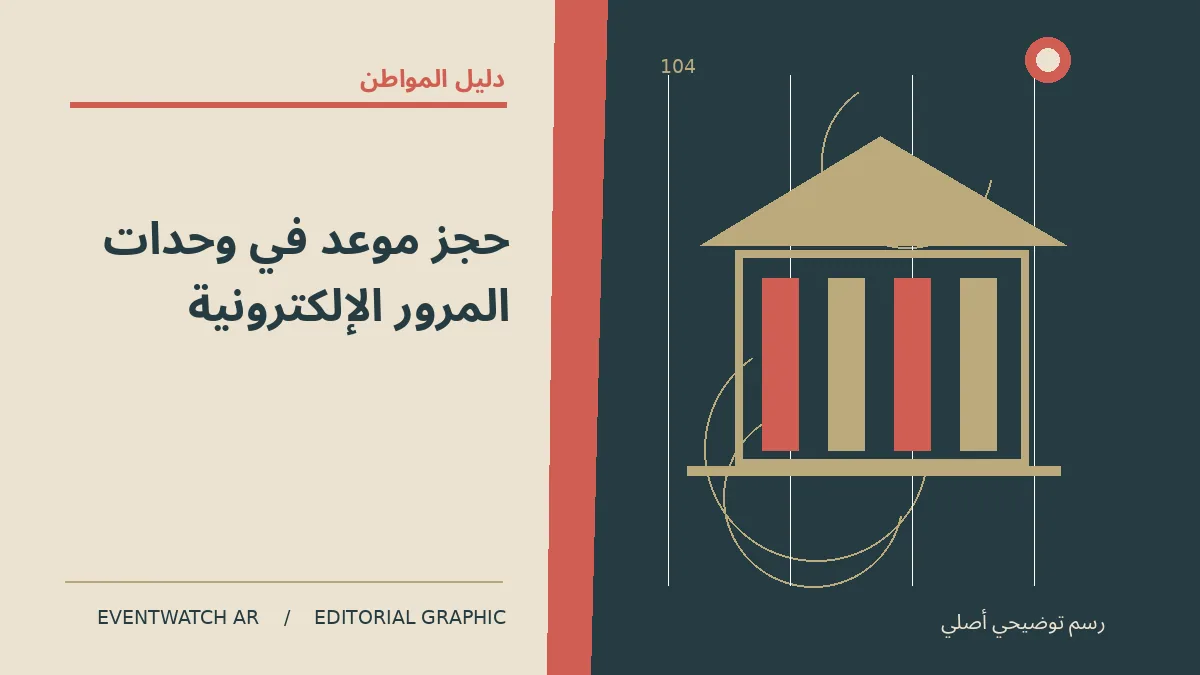 رسم تحريري توضيحي عن حجز موعد في وحدات المرور الإلكترونية